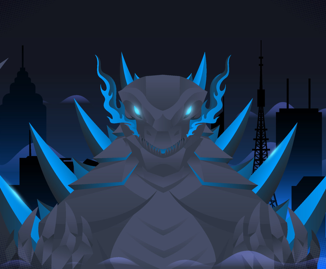 Giant Monster Lizard With Blue Fire Breath Background