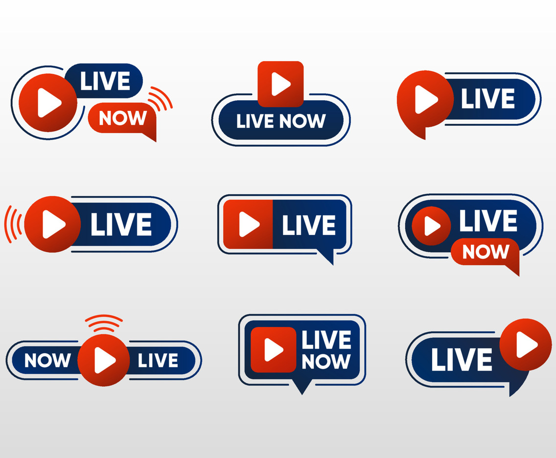 Live Streaming Badge or Label Collection Set