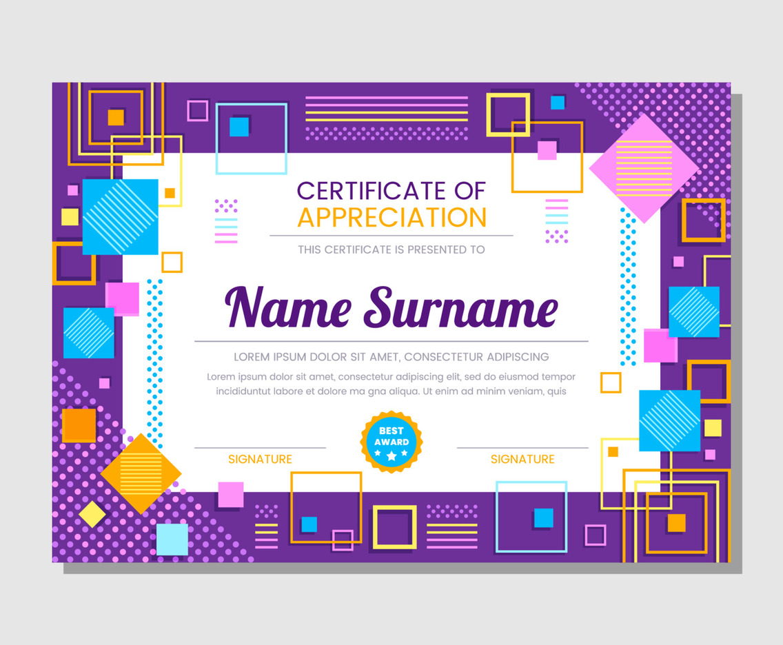 Colourful Abstract Geometric Certificate Layout Template