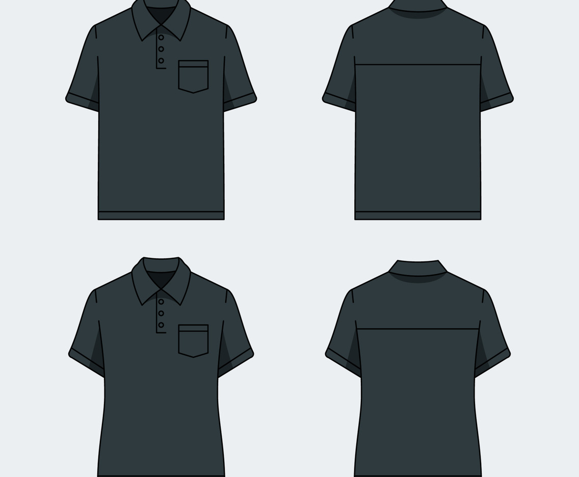 Outline Black Polo Shirt Mock Up