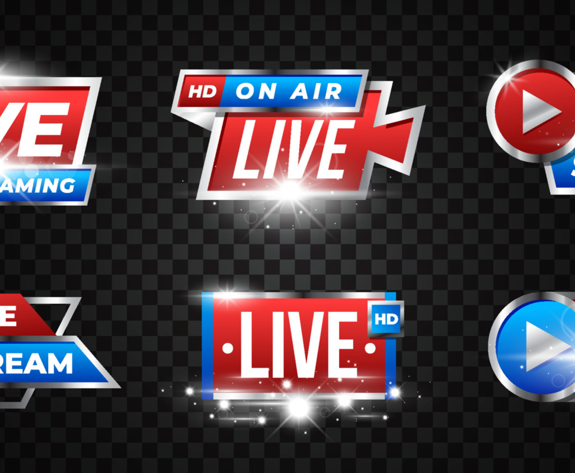 Set of Sparkling Live Streaming Badges