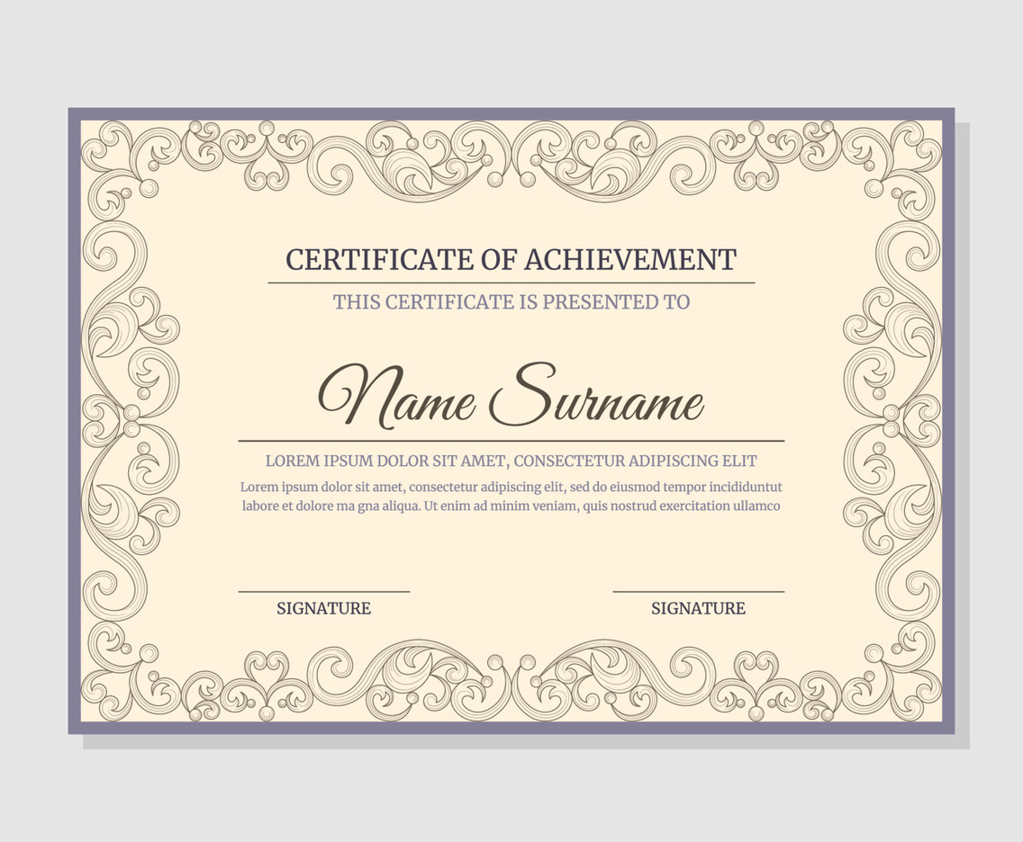 Hand Drawn Victorian Classic Style Certificate Template