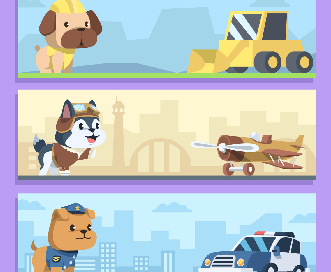 Cute Dog in Professional Costume Banner Template
