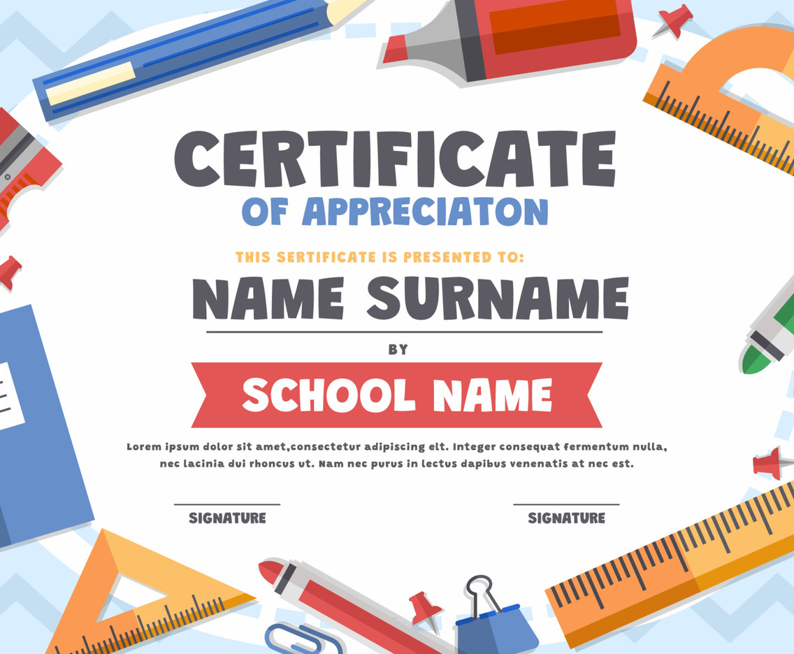 Kindergarten Graduation Certificate With Doodle Element