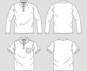Set of Outline Polo Shirt Template