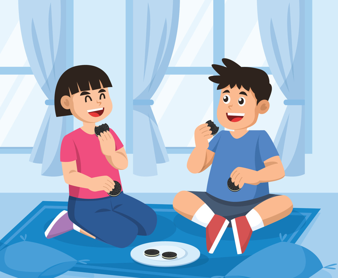 Brother And Sister Enjoy Cookies