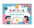 Kindergarten Colorful Diploma Certificate Design Template