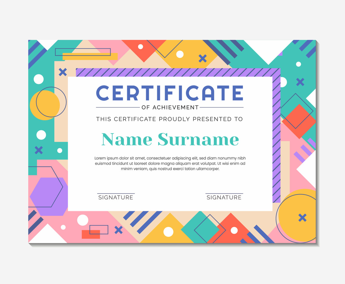 Colorful Geometric Certificate of Achievement Template