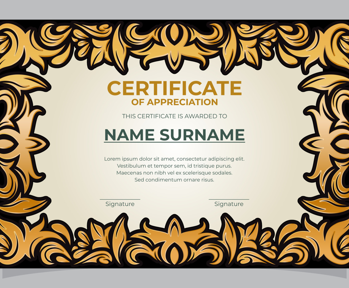 Vintage Gold Certificate of Appreciation Template