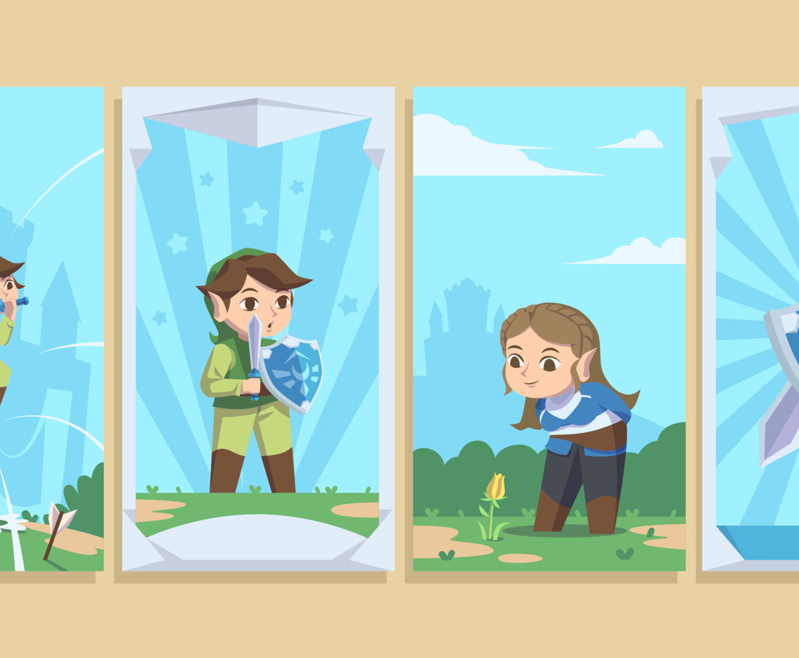 Swordsman and Girl in Adventure Game World Social Media Story