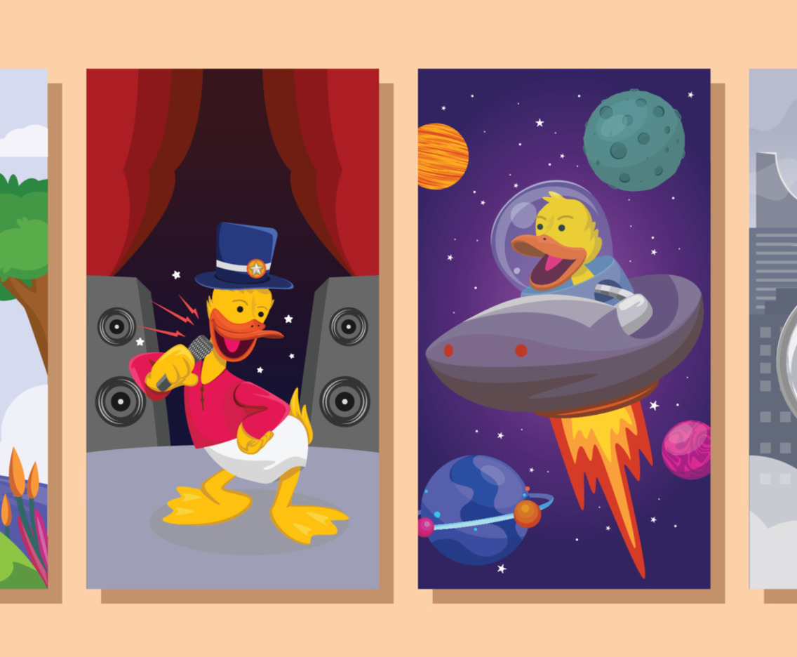 Cute Duck Social Media Template Collection Set