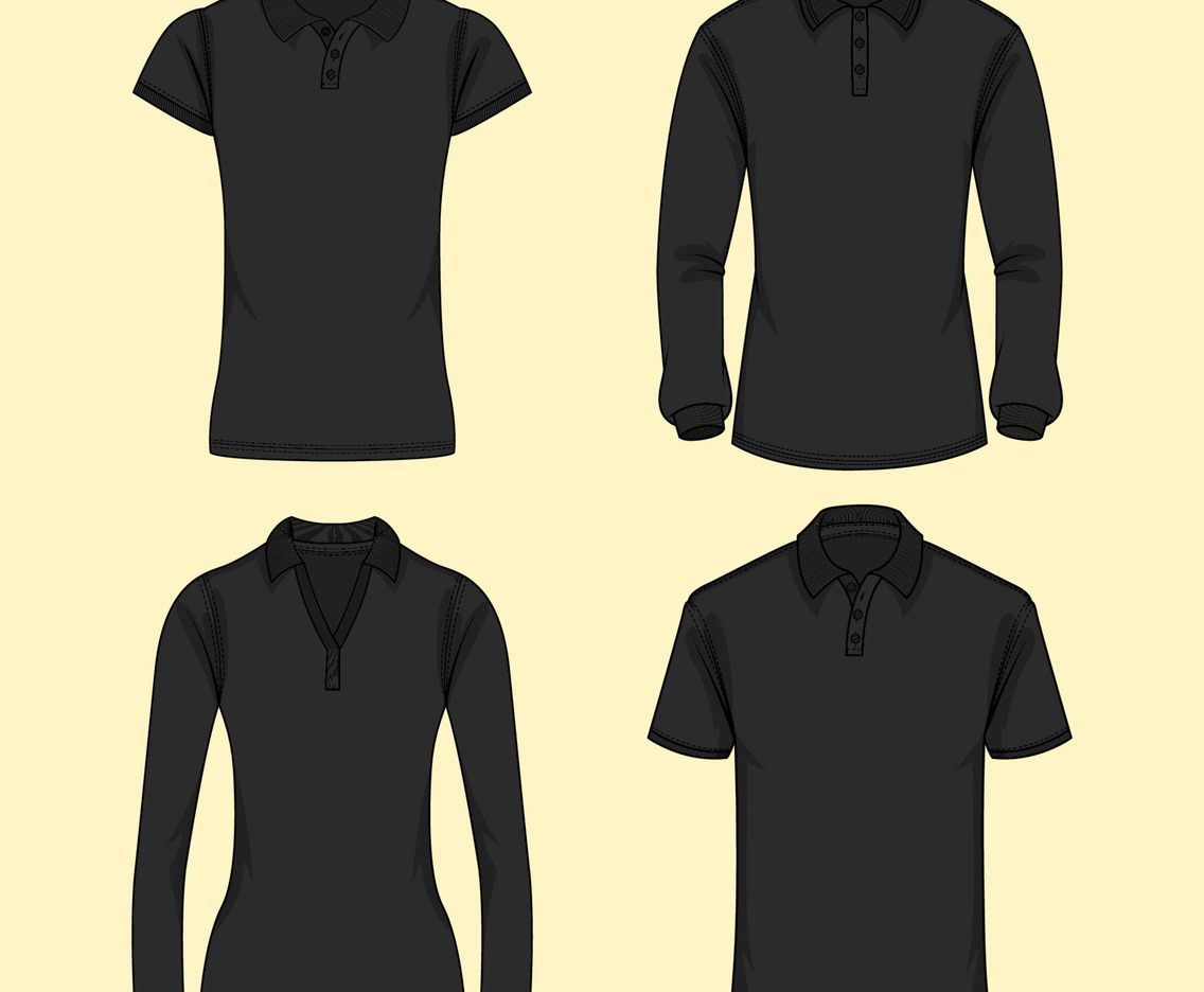 Black Polo Template with Outline