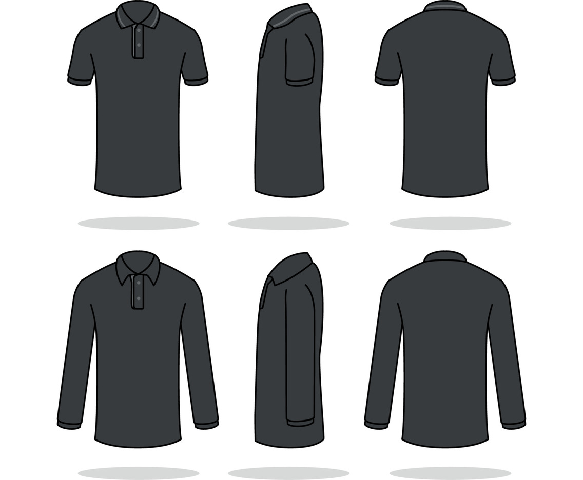 Outline Black Polo Shirt Mockup Template