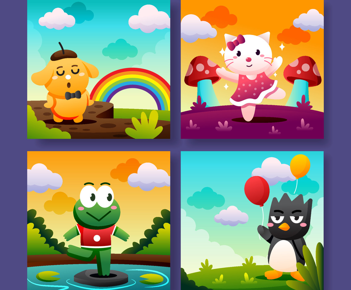 Kawaii Animal Character Social Media