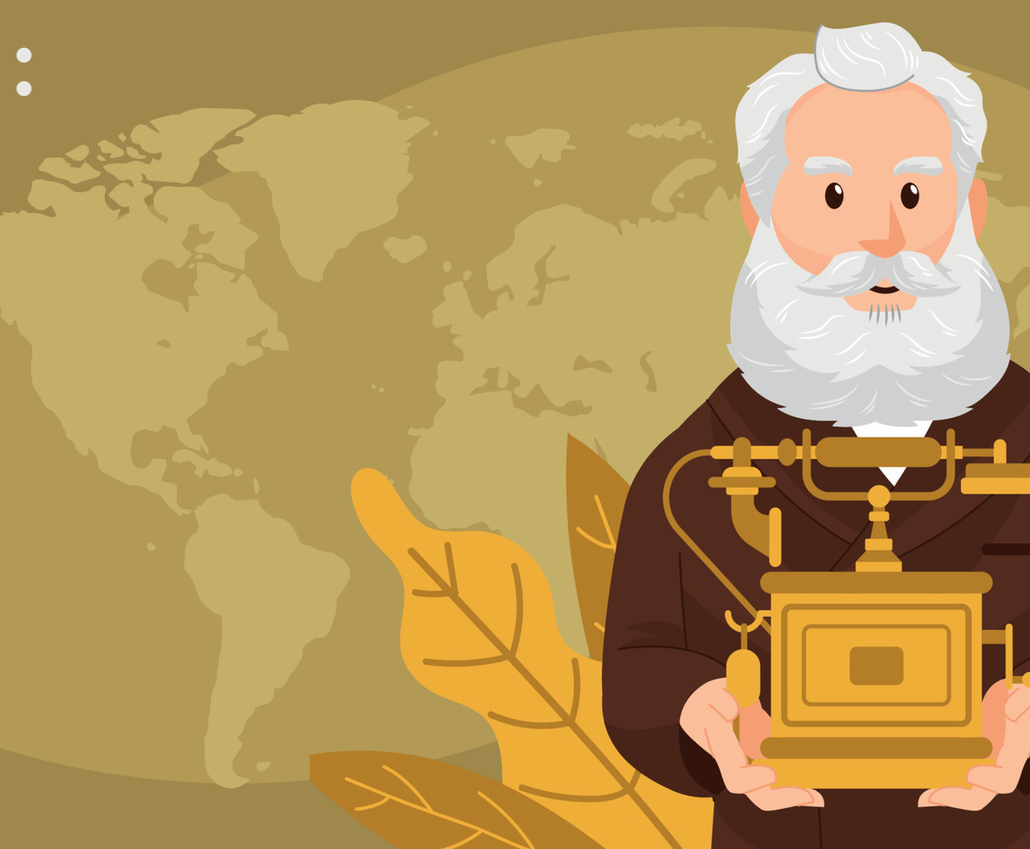 Alexander Graham Bell Day Background With World Map