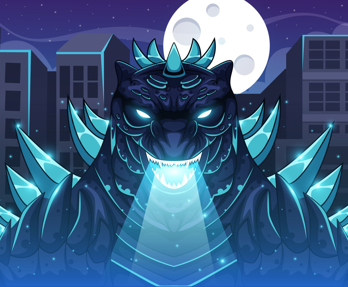 Huge Reptile Monster Attacking City