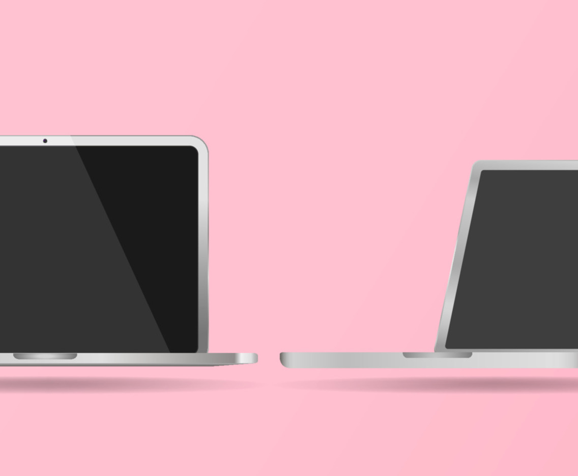 3D Front View Silver Laptop Mockup Template
