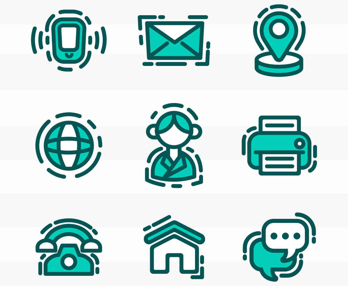 Outline Icons of Business Card Contact