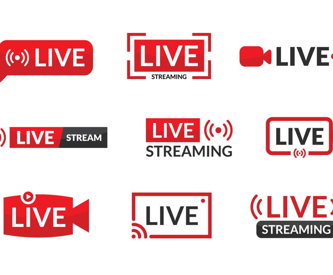 Set of Live Streaming Event Label Badge