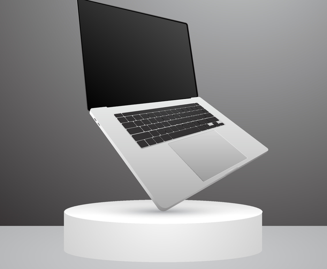 3D Silver Laptop Mockup