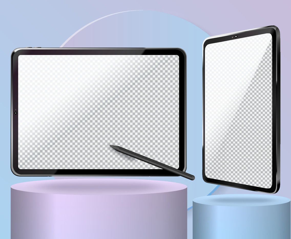 3D Black Tablet Mockup with Stylus Pen
