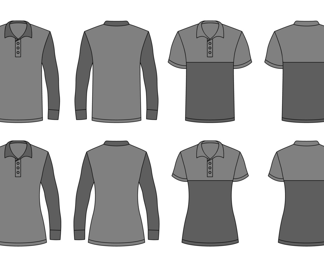 Outline Black Polo Men And Women Template