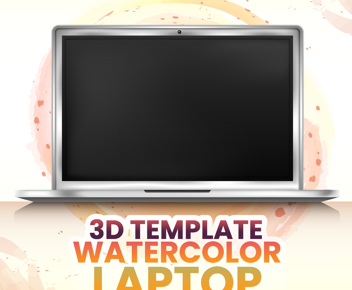 3D Silver White Laptop Mock up Template