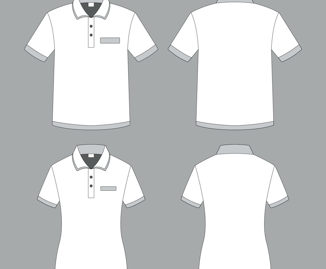 White Polo Shirt Outline Template Mock Up