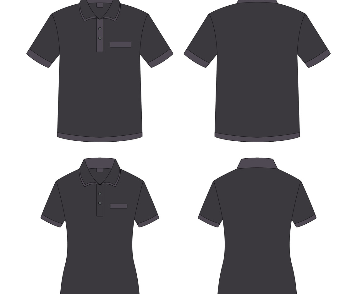 Black Polo Shirt Outline Template Mock Up