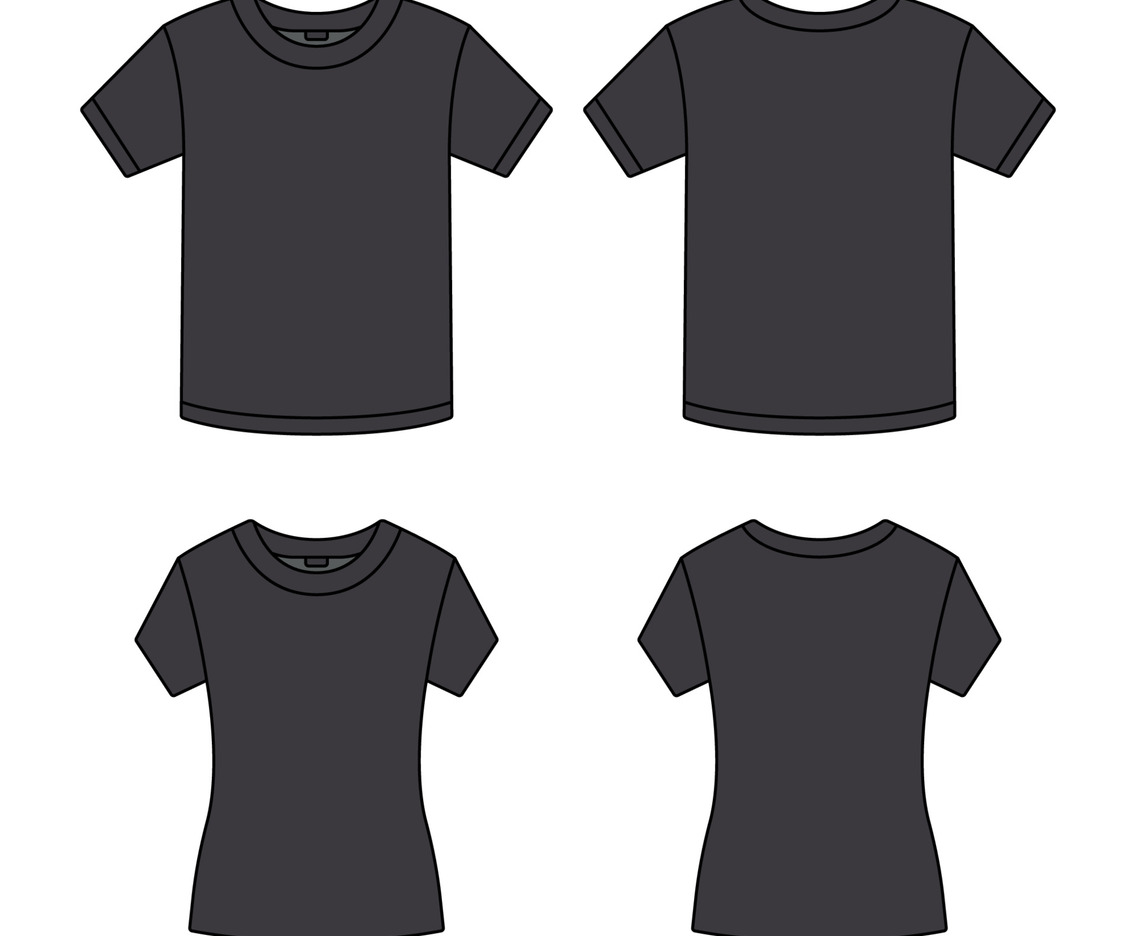 Black T-Shirt Outline Template Mock Up