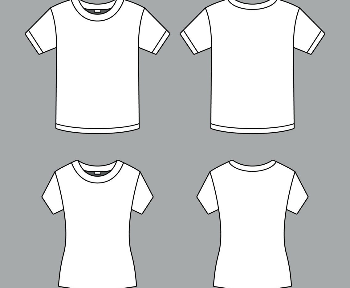 White T-Shirt Outline Template Mock Up