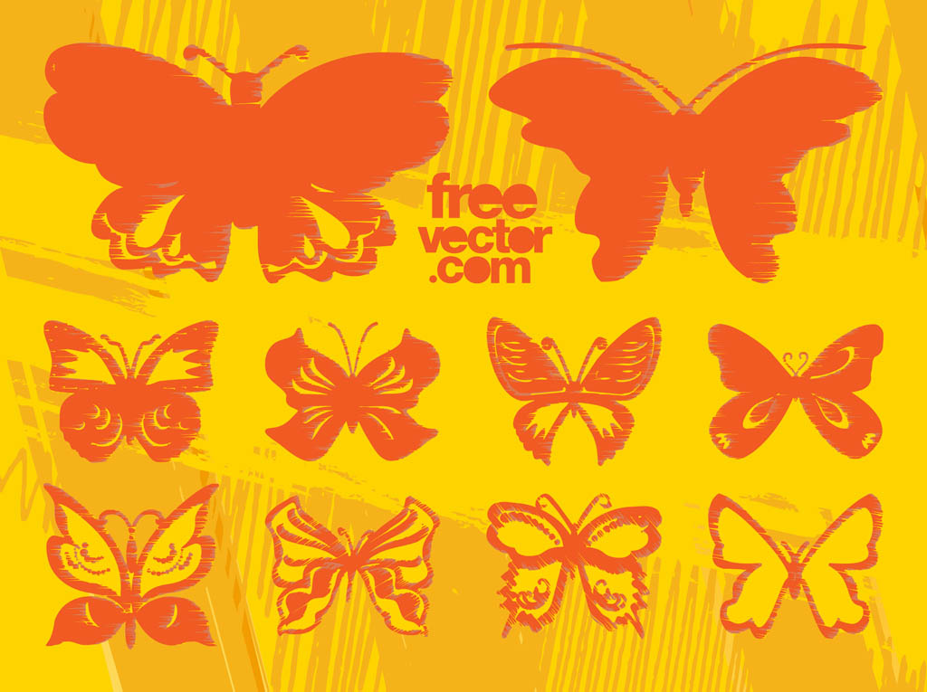 Grunge Vector Butterflies