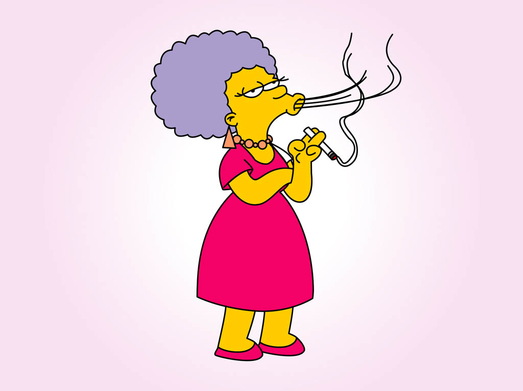 Smoking Cartoon Woman Vector Art & Graphics 
