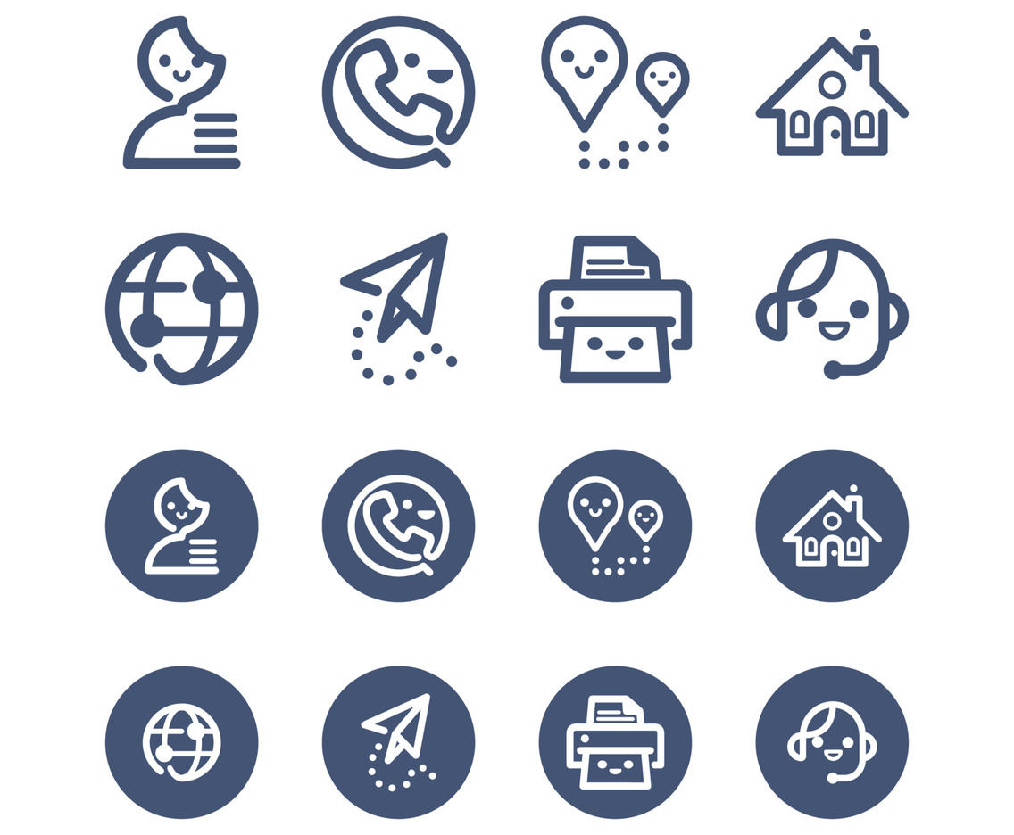 Cute Business Card Contact Icons Set