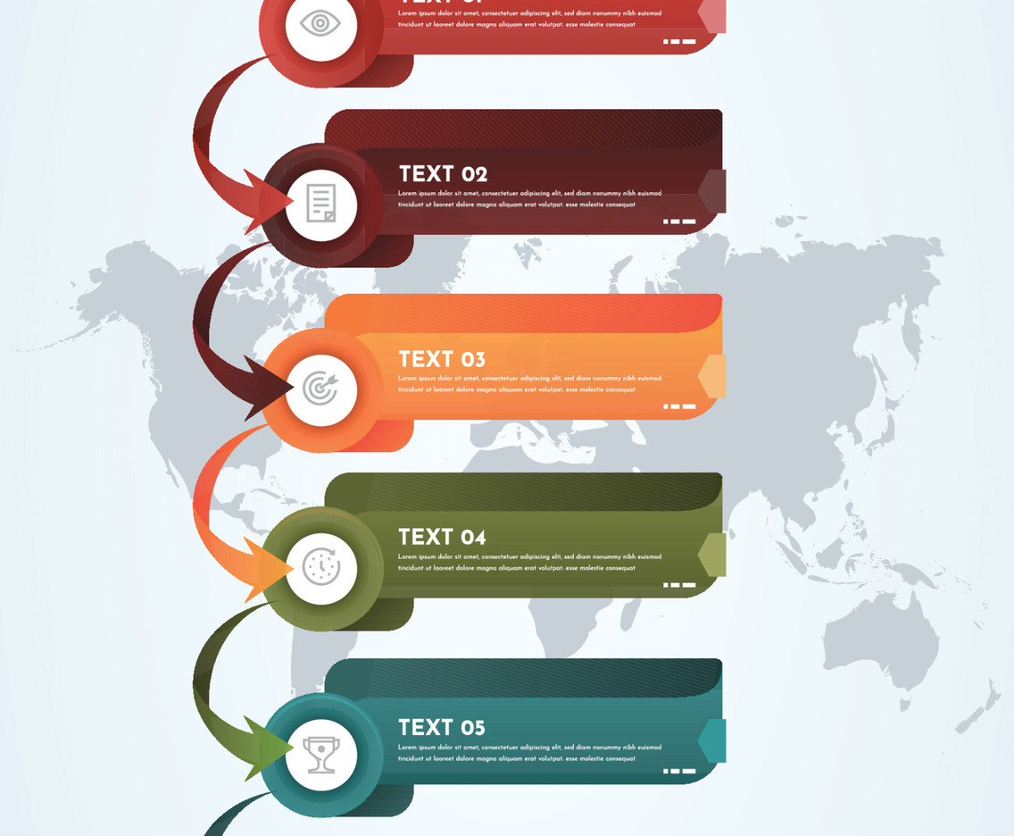 Minimalist List Infographic Template with World Map Background