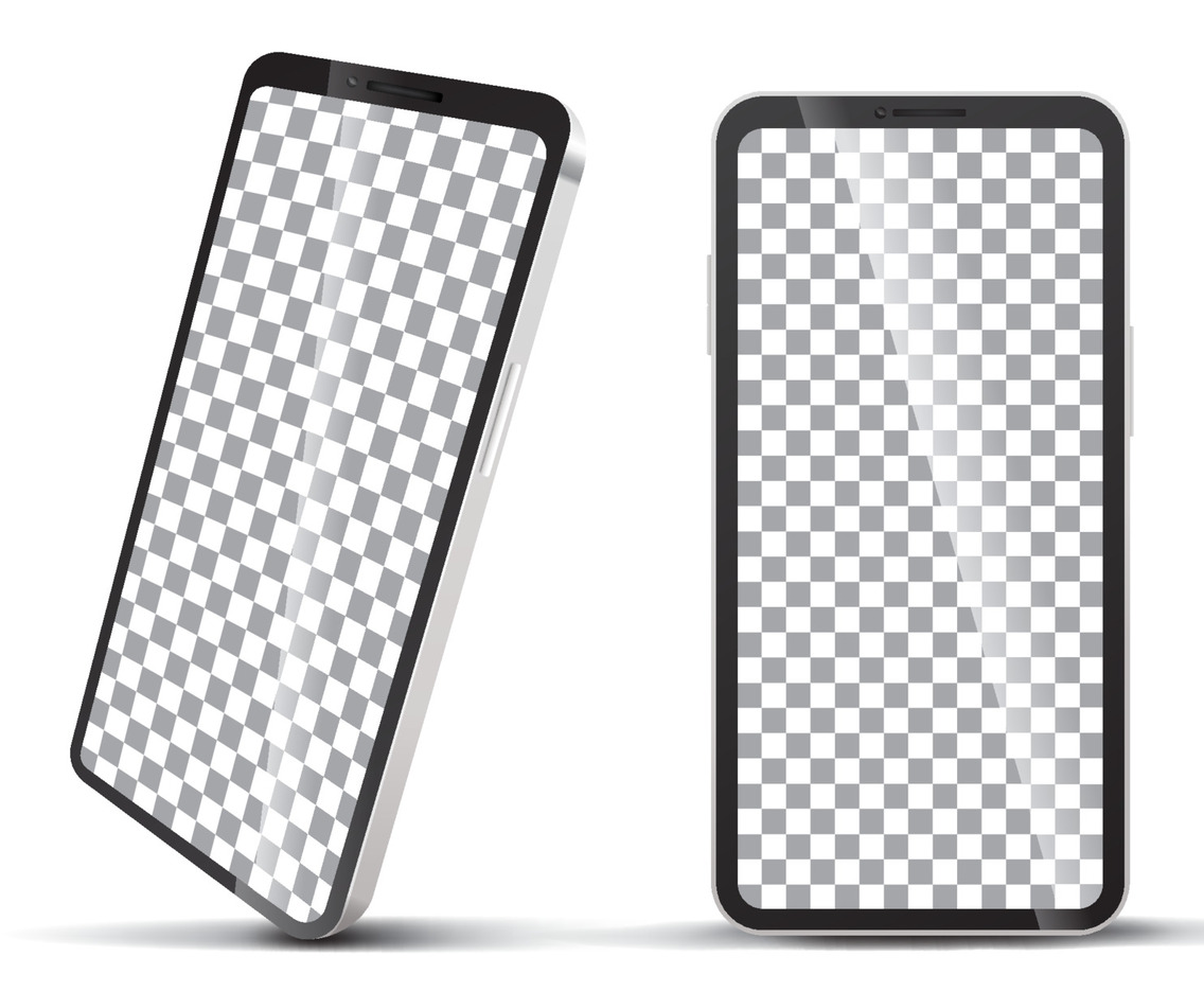 Realistic Moblie Phone Mockup in Silver Color