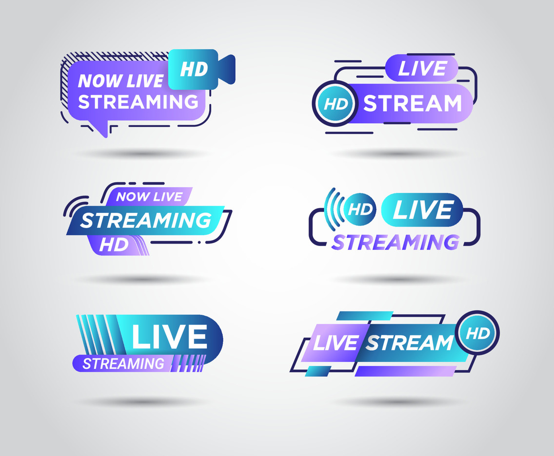 Set of Live Video Streaming Label or Icons
