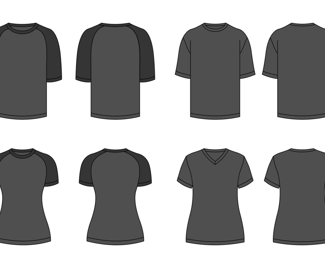 Outline Men And Women Black T-shirt Mock Up