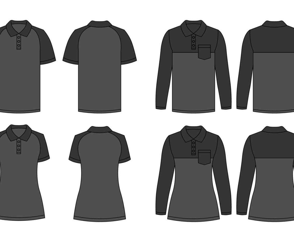 Outline Polo Shirt Men And Women Black Template