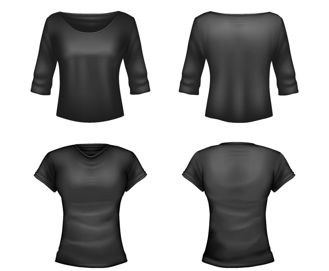 3D Black T-shirt Front and Back Mock Up For Female
