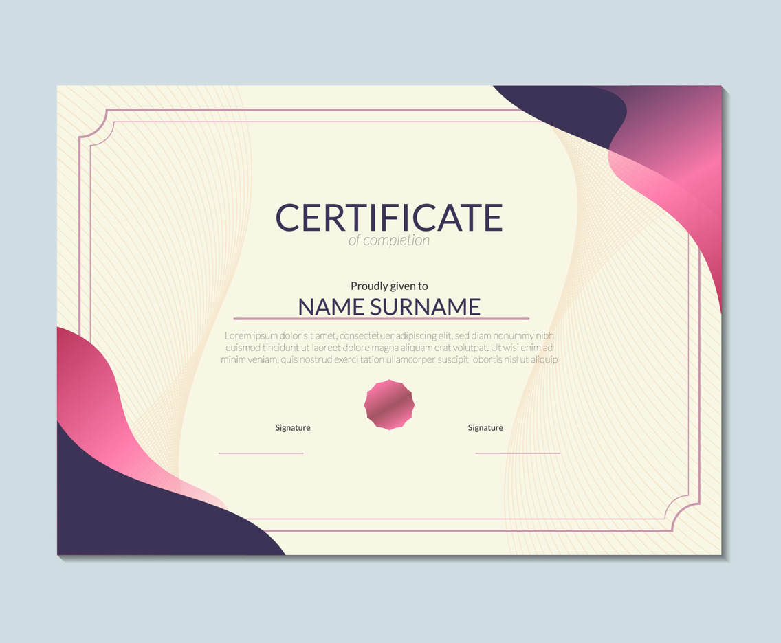 Semi Formal Modern Education Certificate of Completion