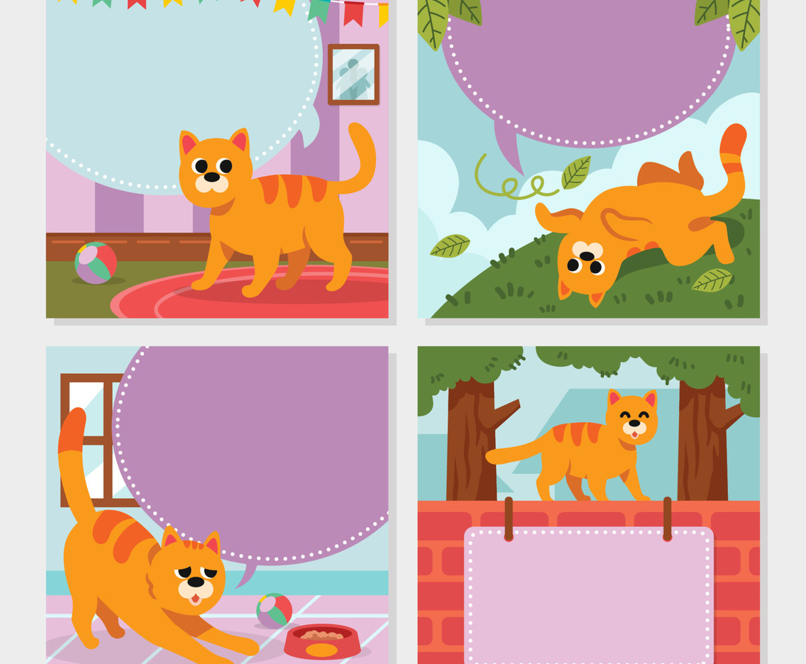 Social Media Post Template of Cute Cat