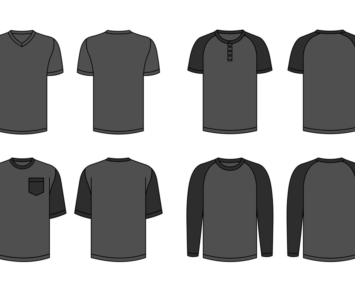 Outline Black T-Shirt Template Collection