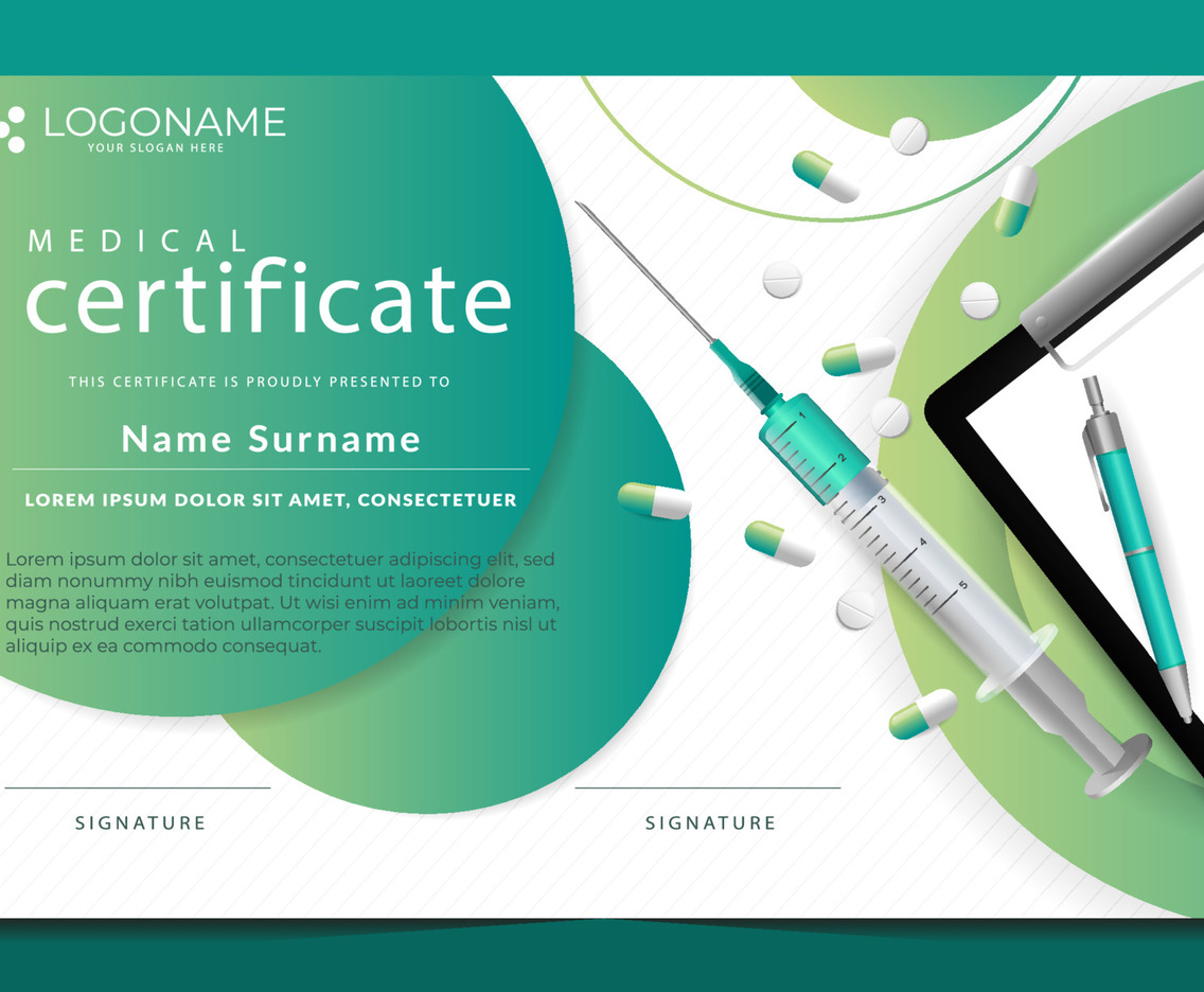 Medical Professional Certificate With Medical Tools