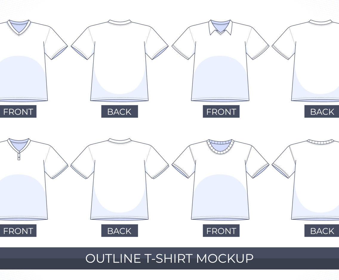Outline White T-shirt Mockup for Man and Woman