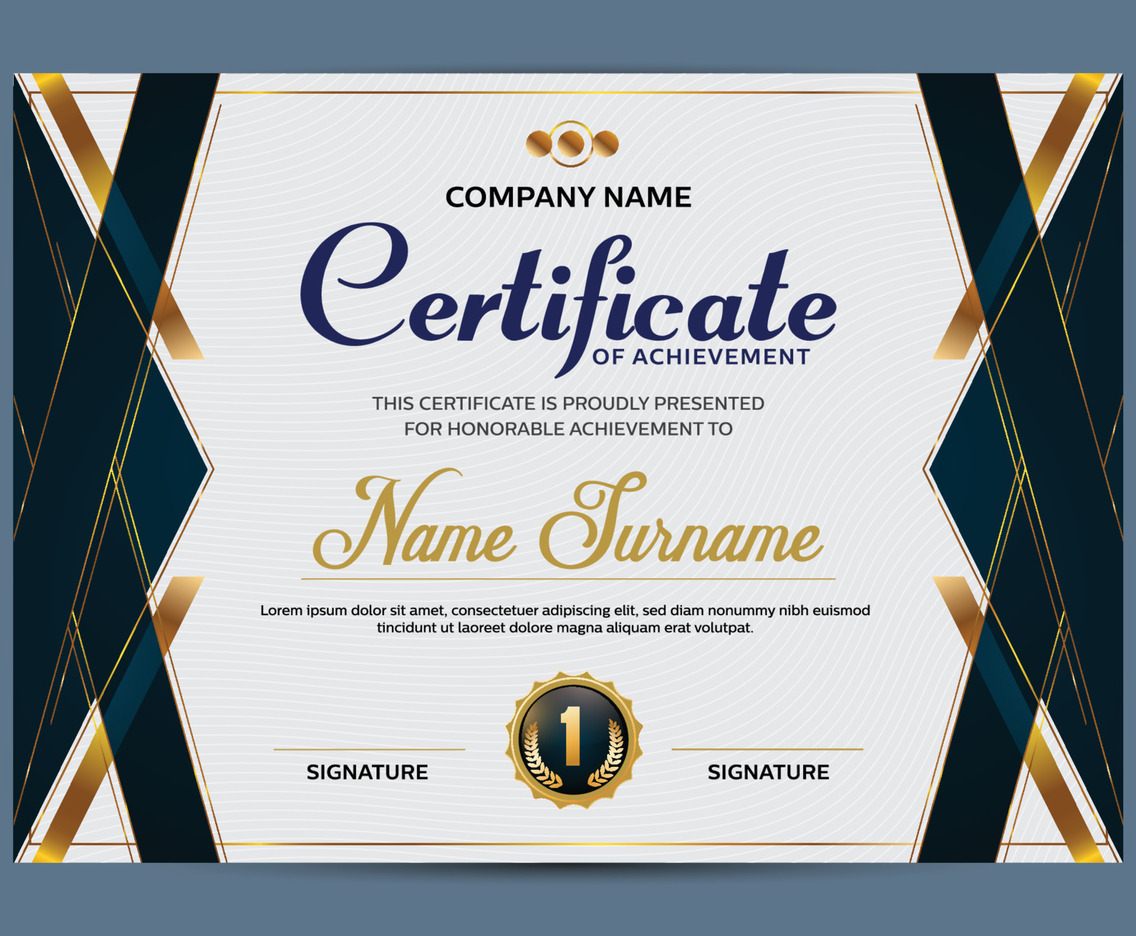 University Certificate Blue and White Colour Template