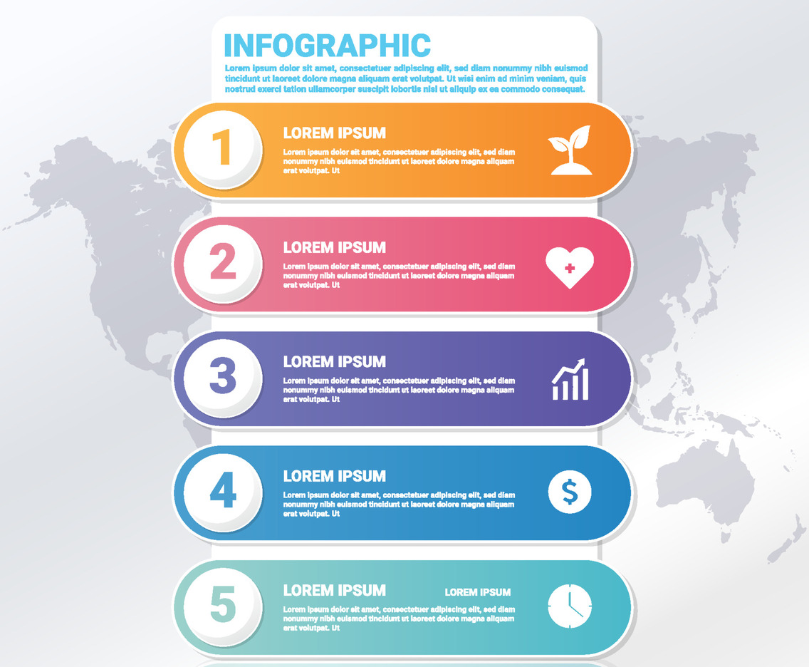 List Infographic with World Map Background