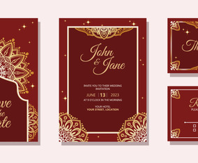 Indian Wedding Invitation Set Vector Art & Graphics | freevector.com