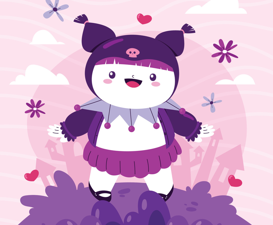 Cute Little Girl in Purple Tone