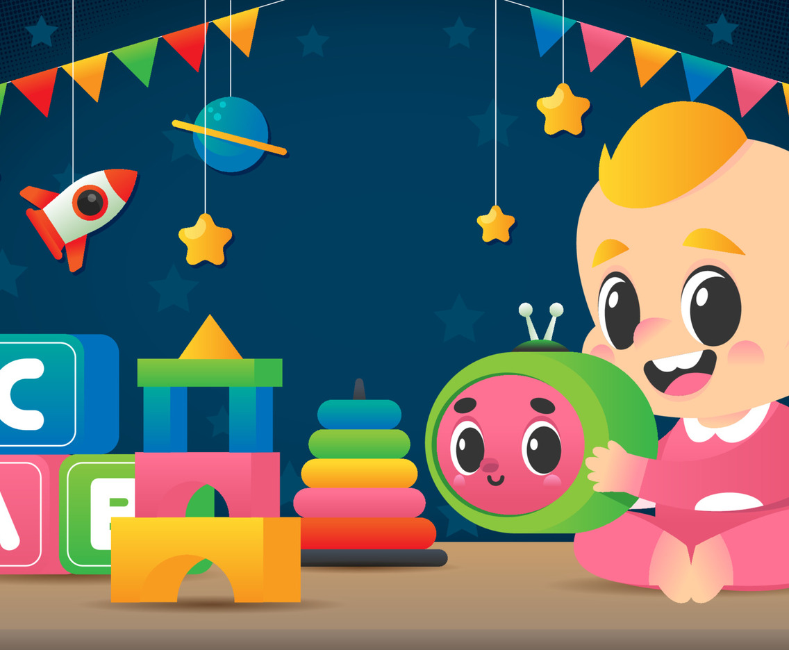 Cute baby With Toys Background